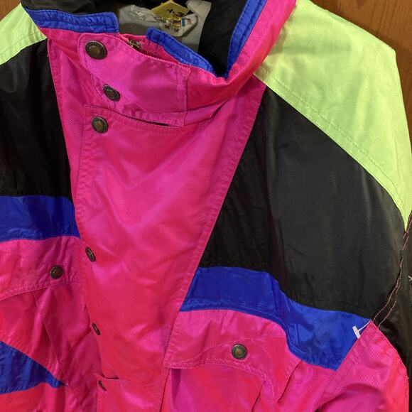 Sunice Ski Jacket Vtg Women’s Sz XL discipline Colorblock Pink Black Coat 80s 90 - Picture 3 of 16